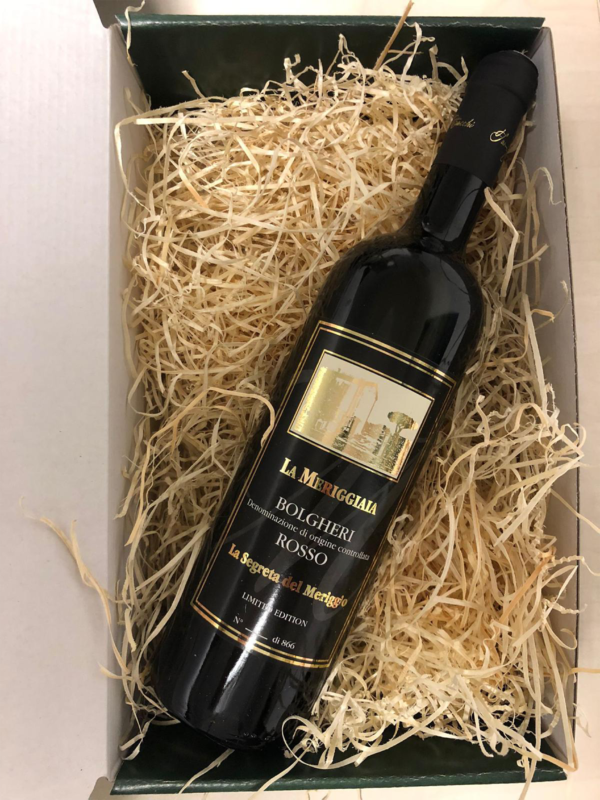 Box con Bolgheri Rosso la segreta del Meriggio 34 euro